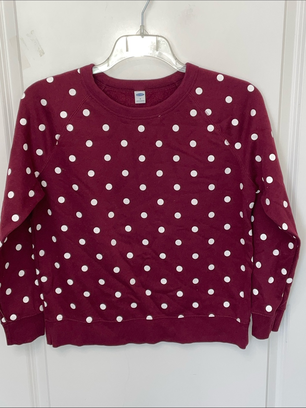 Old Navy Maroon Polka Dot Crewneck Sweatshirt Medium